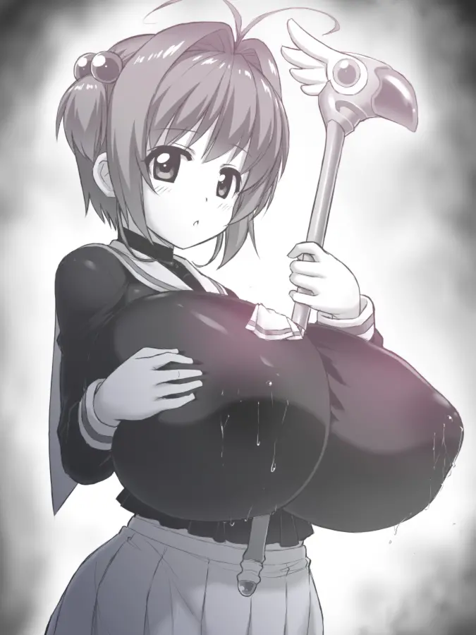 木之本桜が爆乳で服越し母乳を溢れさせる姿